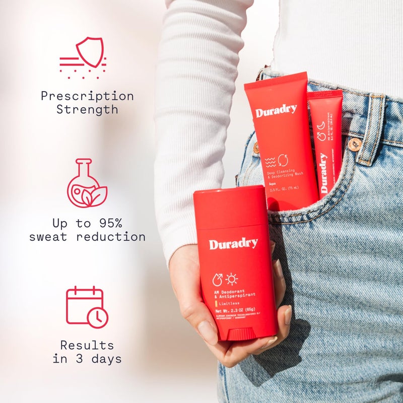 Duradry 3-Step System - Formulated to fight Excessive Underarm Sweating, Hyperhidrosis, Block Sweat & Odor - Antiperspirant Deodorant Stick, Sweat Minimizing Gel, Deodorizing Body Wash - Barca - Image 2